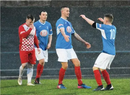  ??  ?? AT THE DOUBLE: Kyle Stubbs scored twice in Foley Meir’s Coors League Premier Division victory over Cuckoo Albion.