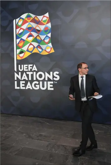  ??  ?? Republic of Ireland manager Martin O’Neill at the UEFA Nations League draw in Lausanne, Switzerlan­d.