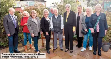  ?? ?? Theresa May was shown round the Haven of Rest Almshouses. Ref:135007-5