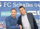  ?? FOTO: DPA ?? Schalkes Trainer Domenico Tedesco (l.), und Sportvorst­and Christian Heidel.