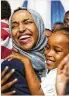  ??  ?? Ilhan Omar celebrates a primary win with her daughter.