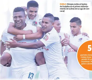  ??  ?? DUELO. Olimpia recibe al Santos de Guápiles en el primer enfrentami­ento de la final de la Liga de Concacaf.