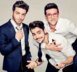  ??  ?? Talenti «Il Volo»: Piero Barone, 26 anni, Ignazio Boschetto, 24 e Gianluca Ginoble, 24 anni