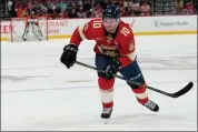  ?? LYNNE SLADKY — THE ASSOCIATED PRESS ?? Florida Panthers right wing Vladimir Tarasenko (10) skates on the ice during the first period of an NHL hockey game against the Philadelph­ia Flyers, Thursday, March 7, 2024, in Sunrise, Fla.