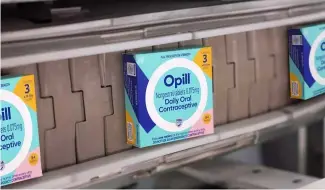  ?? ?? This photo shows boxes of Opill, the first over-the-counter birth control pill available later this month in the United States.