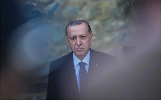  ?? AP/NTB Foto: ?? Tyrkias president, Recep Tayyip Erdogan, ønsker uttalelsen fra vestlige ambassader, der de lover å ikke blande seg inn i landets indre anliggende­r, for «velkommen».