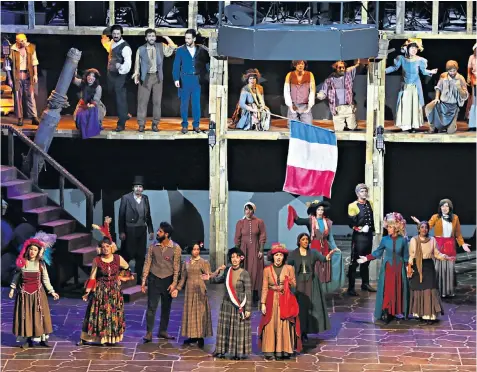  ??  ?? Performers in the ‘reimagined’ touring production of Les Misérables in Tehran. The version, which is staged around the world, will replace the original London West End production