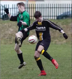  ??  ?? Action from the Avonmore versus Arklow United Youths Shield game.