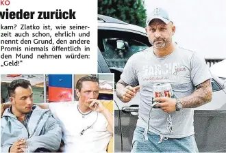  ??  ?? Im Jahr 2000 waren Zlatko Trpkovski und Jürgen Milski beste Spezln im TV-Häfen von „Big Brother“. Während Milski danach eine Ballermann­Größe wurde, wanderte Zlatko nun wieder zurück in den Fernseh-Container und macht bei „Promi Big Brother“mit.