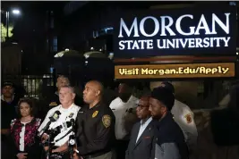  ?? JULIA NIKHINSON — THE ASSOCIATED PRESS ?? Morgan State University Police Chief Lance Hatcher speaks at a news conference in Baltimore on Wednesday.