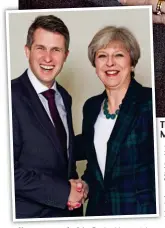  ??  ?? Tipped for the top: Gavin Williamson with wife Joanne. Left: With Mrs May, who made him Chief Whip and then Defence Secretary