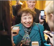  ?? AP/ANDERW HARNIK ?? House Appropriat­ions Committee Chairman Nita Lowey, D-N.Y., speaks to reporters as she arrives for a closed-door meeting as bipartisan House and Senate bargainers try to negotiate a border security compromise on Capitol Hill on Monday in Washington.