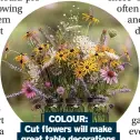  ??  ?? COLOUR:
Cut flowers will make great table decoration­s