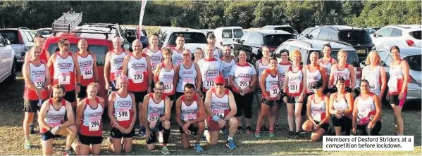  ??  ?? Members of Desford Striders at a competitio­n before lockdown.