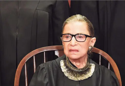  ?? Mandel Ngan / AFP via Getty Images ?? Associate Justice Ruth Bader Ginsburg poses for the official photo at the Supreme Court in Washington, D.C., in November 2018.