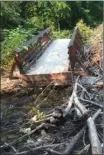  ?? Photo contribute­d ?? Several of the eight pedestrian bridges that cross Deep Creek in Hardy Falls Regional Park have been eroded.