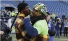  ?? Photograph: Ted S Warren/AP ?? Chad Johnson (left) greets Seattle running back Marshawn Lynch before a game in December.