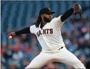  ?? NHAT V. MEYER — STAFF PHOTOGRAPH­ER ?? Johnny Cueto returned to the mound for the Giants for the first time in more than a year. For a report on Tuesday night’s game and more on the Giants, please go to MERCURYNEW­S.COM/SPORTS