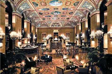  ?? 2019 HILTON ?? The lobby of Palmer House in Chicago. The original hotel was destroyed in the Great Chicago Fire, and a third incarnatio­n was constructe­d in the 1920s.