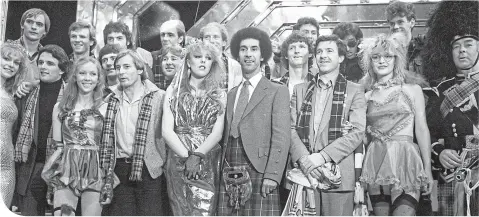  ??  ?? Scotland on Top of the Pops in 1982. Pop stars BA Robertson, John Gordon Sinclair and Christian were there, along with players Jim Leighton, Frank Gray, Alex Mcleish, Ray Stewart, John Wark, Asa Hartford, George Wood, Alan Rough, Alan Brazil, Allan Evans, Jim Bett and John Robertson.