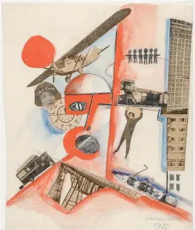  ?? COURTESY GALERIE BERINSON, BERLIN ?? Werner Rohde «Großstadt», 1925, Collage e acquarello su carta, 29,5 x 24,2 cm