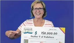  ?? ONTARIO LOTTERY AND GAMING PHOTO ?? Heather Packman-Sheehan of Bailieboro won $150,000 with the Bigger Spin Instant game.