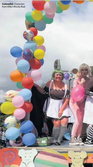  ??  ?? Colourful Characters from Willy’s Wonky float