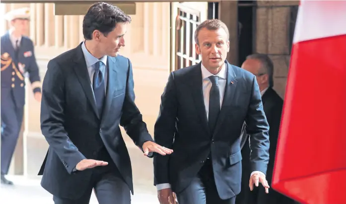  ?? Ludovic marin/afp ?? Trudeau y Macron se reunieron en Ottawa en la previa de la Cumbre del G-7