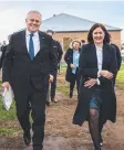  ?? ?? Sarah Henderson with PM Scott Morrison in Armstrong Creek on Wednesday.