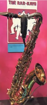  ?? COMMERCIAL APPEAL FILES THE ?? One of the rarest and most prized items in the Stax Museum is this King Super 20 saxophone that belonged to original Bar-kays member Phalon Jones. It was retrieved from Lake Monona shortly after the plane carrying Otis Redding and Jones’ fellow band mates crashed on Dec. 10, 1967, killing everyone aboard except trumpet player Ben Cauley.