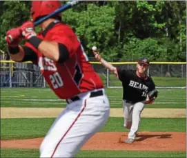  ?? AUSTIN HERTZOG - DIGITAL FIRST MEDIA ?? Boyertown starter Andrew Bauer delivers to the plate against Cumberland Valley’s Drew Baughman during their PIAA Class AAAA semifinal on Monday at Ephrata.