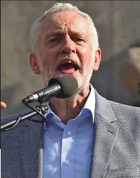  ??  ?? Condemnati­on: Jeremy Corbyn addresses the rally