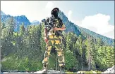  ?? WASEEM ANDRABI/HT ?? ■
An official at a checkpoint near Ladakh on June 17.