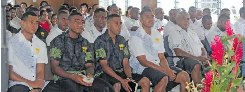 ?? Photo: Simione Haravanua ?? Sailors, new recruits and their families during their church service on June 3, 2018.