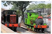  ?? IAN SMITH ?? LMS No. 7051, with its ‘John Alcock’ plates attached for the first time in 40 years, stands alongside Manning Wardle 0-6-0ST Works No. 1601 ‘Matthew Murray’, which was also specially steamed for training purposes, at Middleton Park on June 20.