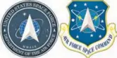  ?? AFP ?? ■
The newly unveiled US Space Force logo (left) and the US Air Force Space Command logo (right) from 1982.