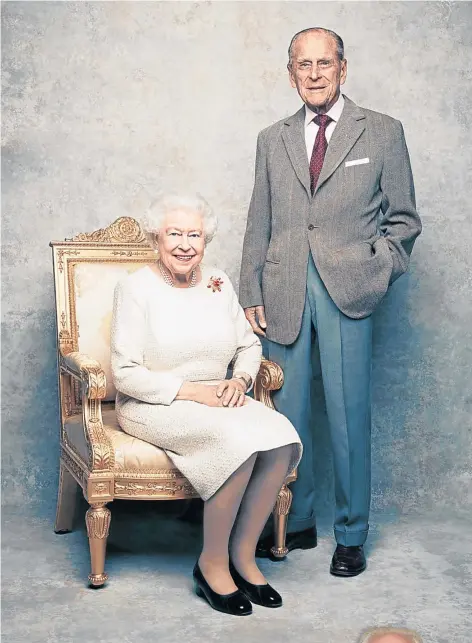  ??  ?? A portrait of the Queen and Prince Philip to celebrate their platinum wedding anniversar­y.