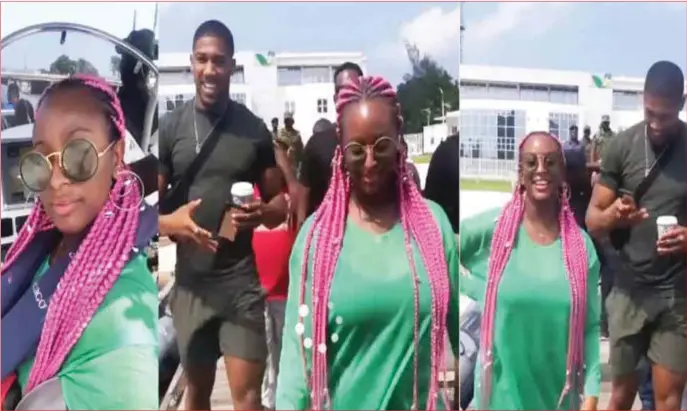  ??  ?? DJ Cuppy with Anthony Joshua on one of their outings