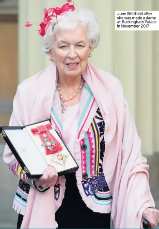  ??  ?? June Whitfield after she was made a dame at Buckingham Palace in November 2017