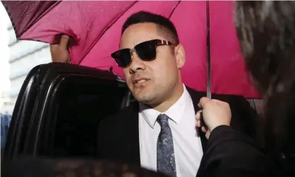  ?? Photograph: Darren Pateman/AAP ?? Jarryd Hayne arrives at Newcastle Court to face a sentence hearing after being found guilty of sexually assaulting a woman in 2018.