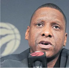  ?? NATHAN DENETTE THE CANADIAN PRESS ?? Masai Ujiri admits the Raptors’ most recent season was difficult. “Sometimes it’s unwatchabl­e,” he said Wednesday. “We have to grind through it.”