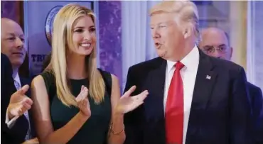  ??  ?? Donald Trump smiles with Ivanka Trump. The president-elect set off a Twitter storm after mistakenly praising an Ivanka from Brighton in the UK instead of his daughter.