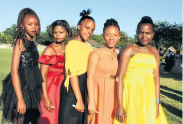  ??  ?? Looking beautiful in their evening gowns are Kwenzeka Mkhwanazi, Luyanda Mbuyazi, Amanda Mhlongo, Sphesihle Khoza and Sthokomele Dlamini