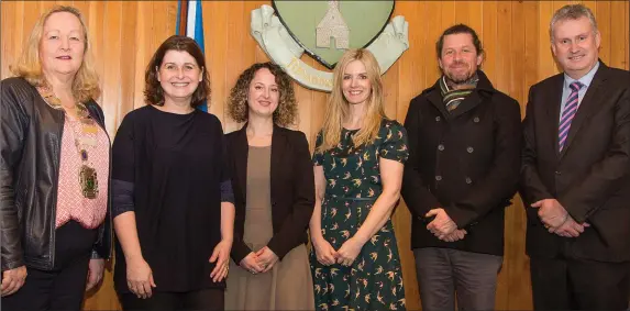  ??  ?? New Councillor­s Jodie Neary and Erika Doyle (centre) with Cllr Irene Winters, Cathaoirle­ach of Wicklow County Council, Deputy Jennifer Whitmore, Deputy Steven Matthews and Frank Curran, Chief Executive of Wicklow County Council, at the special meeting of the county council last week.