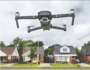  ?? DAX MELMER ?? Windsor police say they won’t be using new high-tech drones to patrol neighbourh­ood streets in a random search for speeders or in areas where residents can normally expect privacy.