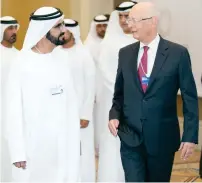  ?? Wam ?? TWO VISIONARIE­S: Sheikh Mohammed and Klaus Schwab in Dubai on Friday. Meetings of the Global Future Councils of the World Economic Forum open today. —