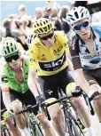  ?? (Reuters) ?? TEAM SKY CYCLIST and yellow jersey holder Chris Froome rides among the leading pack during yesterday’s 189.5-kilometer Stage 15 of the Tour de France from Laissac-Severac l’Eglise to Le Puy-en-Velay.