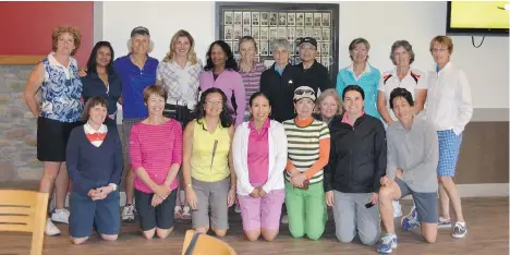  ??  ?? Sweeny Cup competitor­s gather after a recent event at the Squamish Valley Golf Club. The annual competitio­n for top Metro Vancouver area players was started by Violet Sweeny, who won numerous championsh­ips and attended the British Amateur before the...