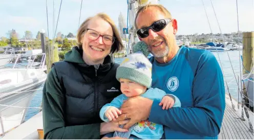  ?? Photo / Dan Hutchinson ?? Taupō Sailing Aventures owners Jess and Dave Nesbit and their 6-monthold son Samuel are hoping for a busy season ahead.