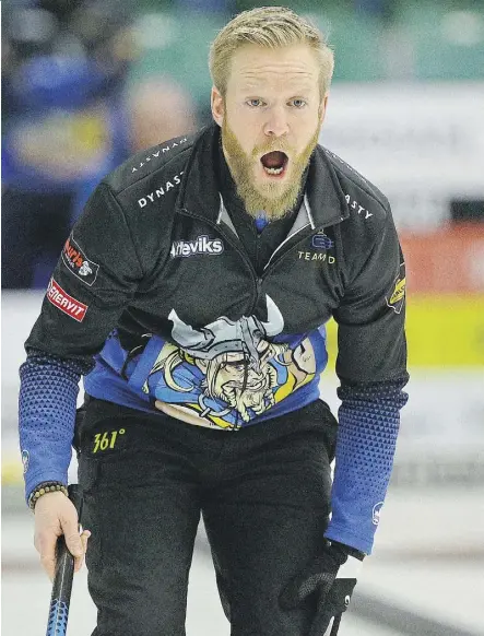  ?? LARRY WONG ?? Swedish skip Niklas Edin says players at the Meridian Canadian Open like the format of the event being held this week in Camrose with the triple-knockout system ensuring competitiv­e games all the way through.